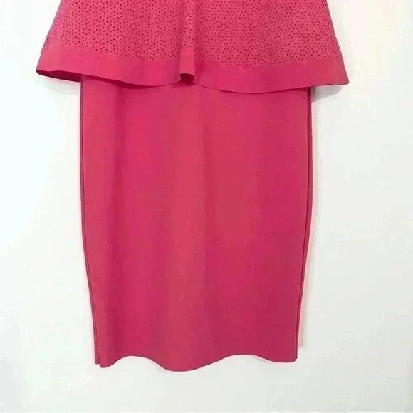 Chiari Boni La Petite Robe Peplum Laser Cut Dress | Pink Peach | SZ 8 - Picture 12 of 14